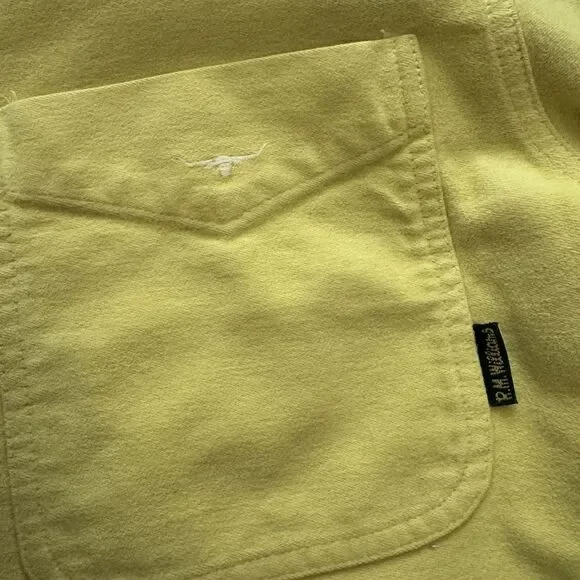 Vintage 80s R.M. Williams Button Up Field Shirt Mens L Yellow Heavyweight - Picture 4 of 9